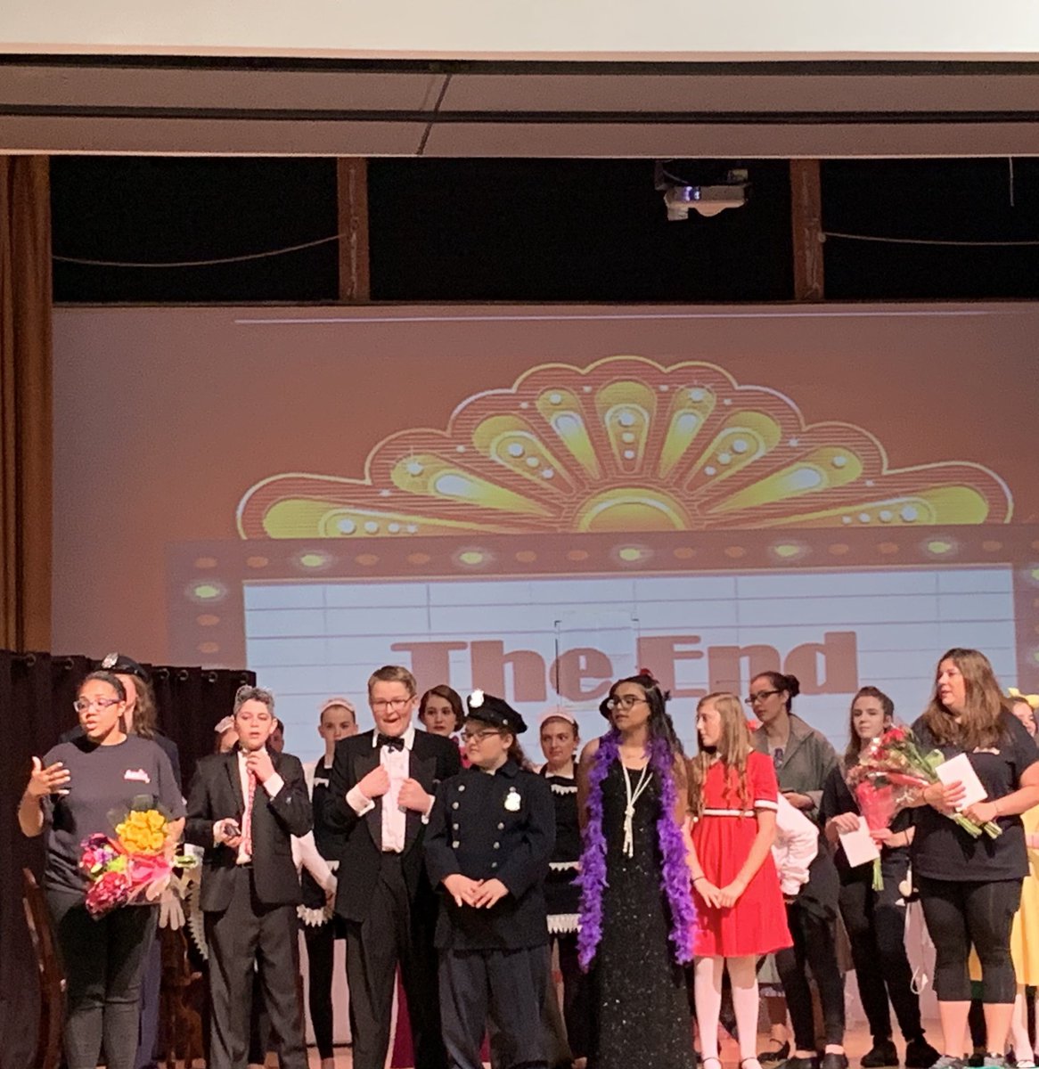 JHorner_CIA's tweet photo. Everyone takes their final bow (even Sandy) as Annie officially closes its run at Southampton!  Thank you to the cast, crew, directors and all the volunteers!  #Annie #STSWarriors https://t.co/0d4oWIVCtR