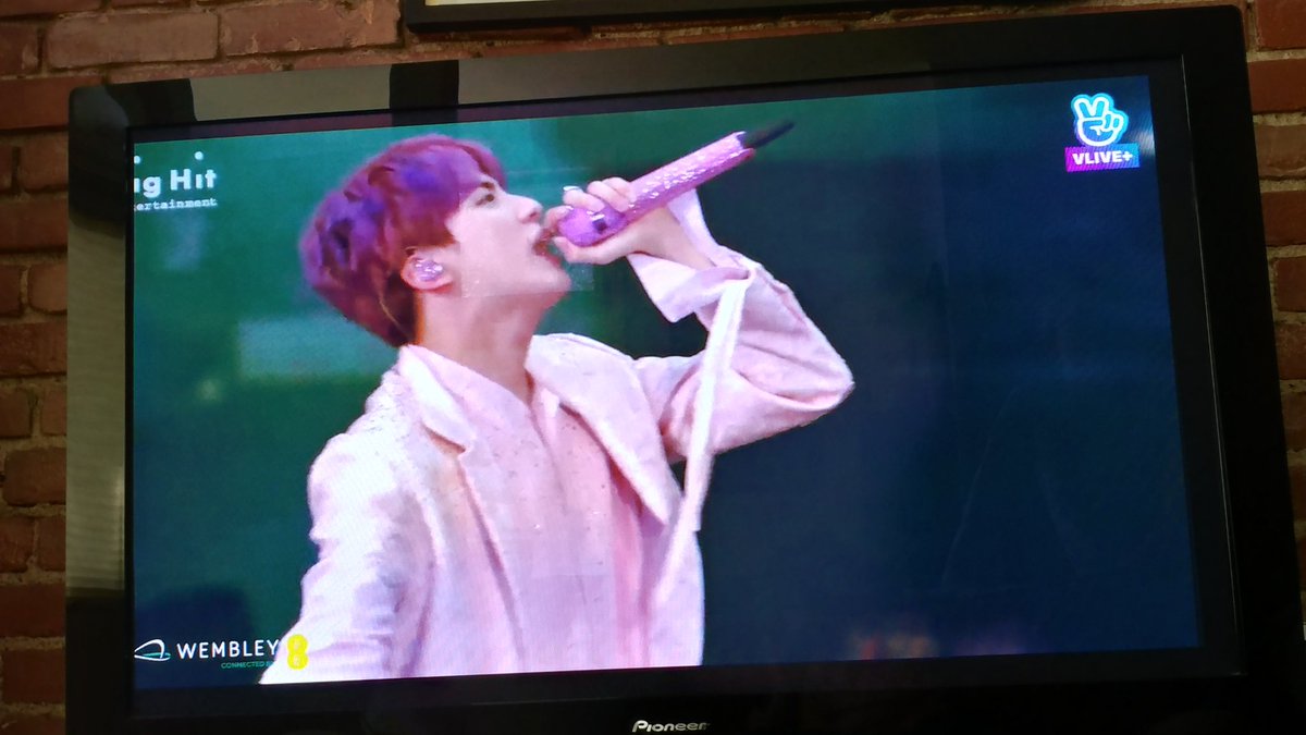 knitsmith's tweet photo. I purple Jin's purple hair. 💜 #BTS #BTSatWembley https://t.co/9yuuLGGrNH