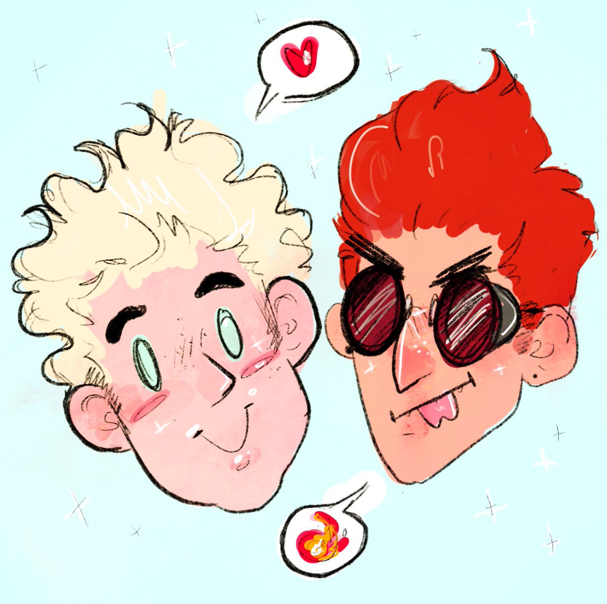 RatCork's tweet photo. I love them!! I can’t wait to see them be stars! #goodomens #GoodOmensPrime #Aziraphale #crowley #artistsoftwitter https://t.co/kkViOz5BcO