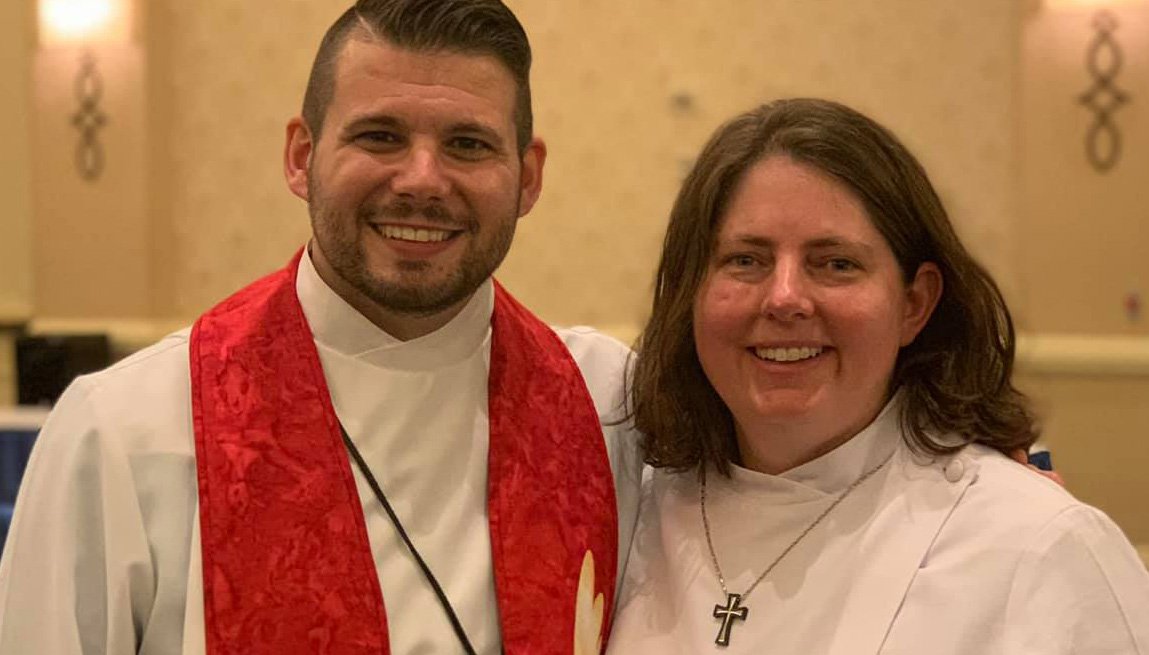 DrBenz3's tweet photo. #ResistanceIsHoly 

Congratulations to @tcmorrow8 &amp; @HeathJoey, out queer #UMC clergy, for their courage, tenacity &amp; faithfulness. Congratulations to @bwcumc on choosing love &amp; liberation over legalism, &amp; the Gospel over the Discipline. 

#bwcumc19 @BWARMtweets https://t.co/p2YgyrChzX