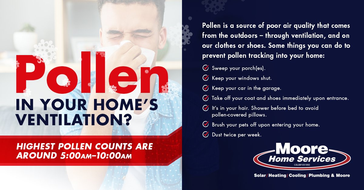 If spring time allergies got you down, try taking these steps to prevent pollen from entering your home.