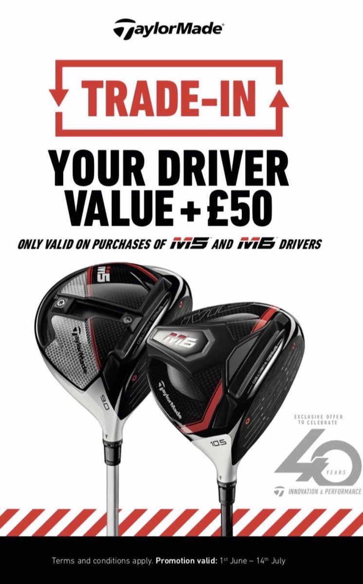 🚨 TAYLORMADE DEALS!! 🚨 

2 Unbelievable Offers!!
 
1, When you purchase a set of taylormade Irons (7 clubs or more and model specific) you get a free wedge!

2, Trade your driver in again M5/M6 and get +£50 on top of your trade in!

Custom Included!

bookings.americangolf.co.uk