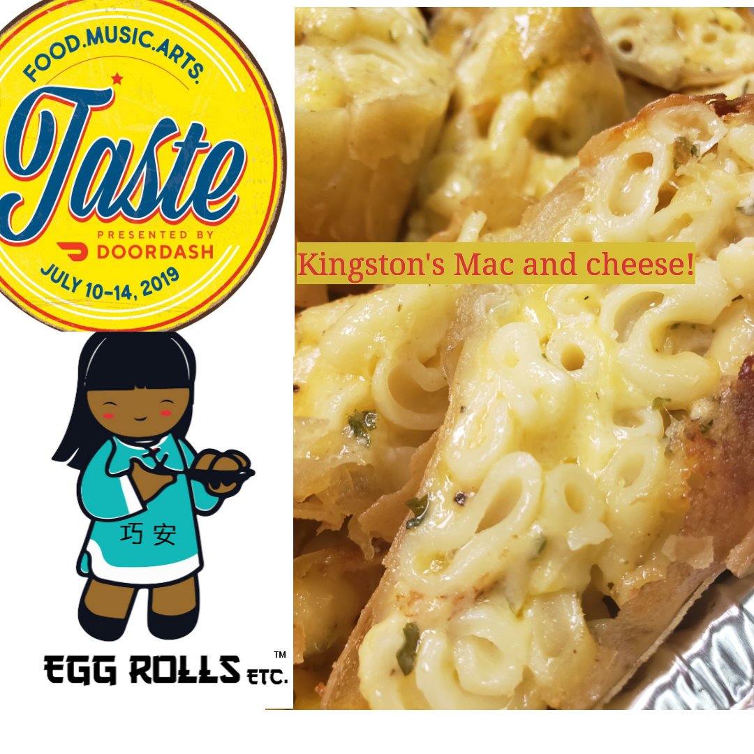 etc_egg's tweet image. Out of over 64 varieties of specialty flavored Egg Rolls- Egg Rolls Etc will feature 6 of Egg Roll flavors at 
The Taste of Chicago 
Thursday July 11th 
Ask for a Kingston's Mac and cheese which is paired with marinara 
*named after my nephew Kingston!
@TasteofChi