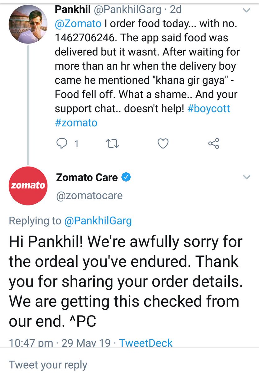 PankhilGarg's tweet photo. @Zomato @zomatocare #shameonyou #boycott #pathetic https://t.co/o9ll2O2D7M