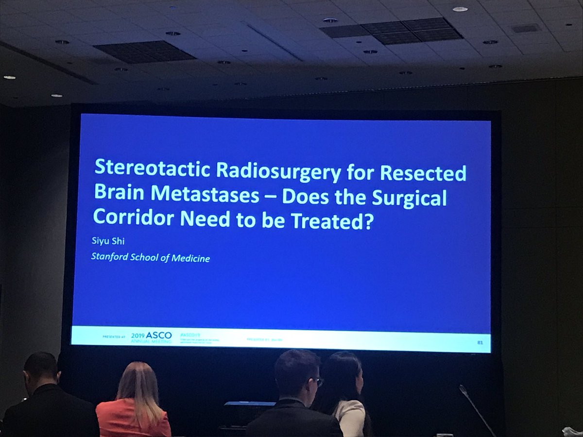 <a href="/siyumd/">Siyu Shi</a> 2 yr med student at <a href="/Stanford/">Stanford University</a> teaching us re role of SRS/surgical corridor in brain met <a href="/ASCO/">ASCO</a> #ASCOtrainee #ascobuddy #ASC019. Phenominal presentarions by many others.