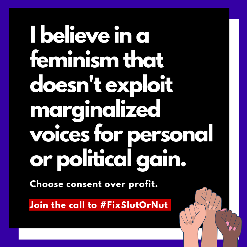 fixslutornut's tweet photo. What is the call to #FixSlutOrNut? 

In 2018, #SlutOrNut filmmakers released a #CanFem film on #sexualassault #activism and opted to include an experience of domestic violence explicitly against the survivors wishes.

We're taking action: https://t.co/O2xX99wGzD
#Feminist #TOpoli https://t.co/SH3sn7nV8i