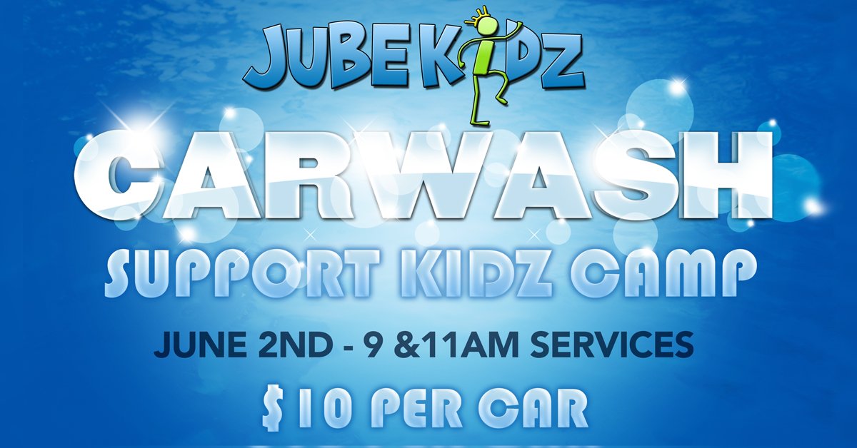 JubileePcola's tweet photo. Jube Kids Valet Carwash Fundraiser - Tomorrow June 2 during 9 &amp; 11 am services
If you would like your car washed during  one of the morning services, please sign-up in the foyer. All donations will go towards JubeKidz camp.  $10 per car https://t.co/mDy1giWnyu