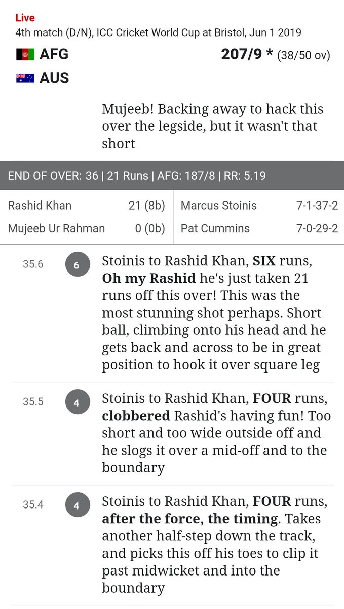 jibransiddiqui's tweet photo. Afghan batsmen on a roll right now. Brave batting. Seekho! #AFGvAUS #CWV19 https://t.co/vHmjP5wvFq