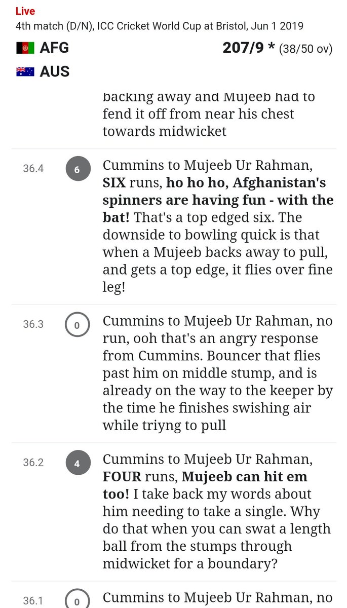 jibransiddiqui's tweet photo. Afghan batsmen on a roll right now. Brave batting. Seekho! #AFGvAUS #CWV19 https://t.co/vHmjP5wvFq