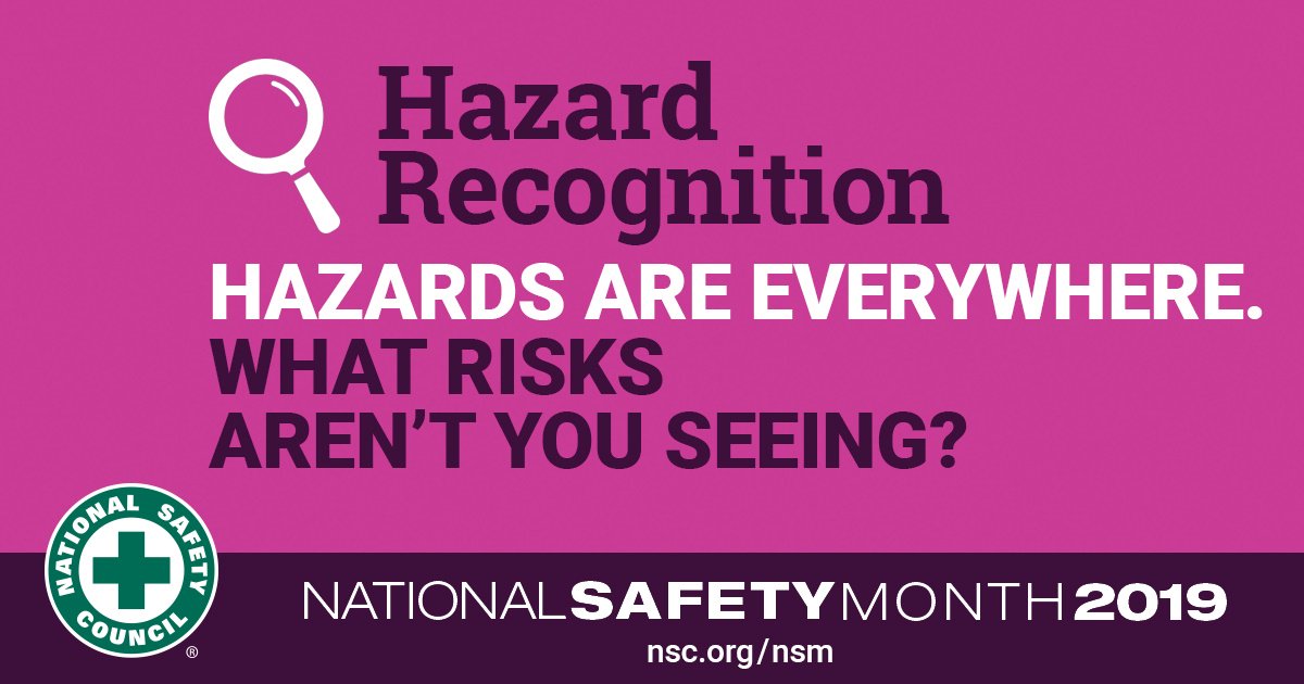 June is #NationalSafetyMonth. In an effort to help ourselves and others become more aware of the hazards around us, we'll be sharing some messages from the <a href="/NSCsafety/">National Safety Council</a>. Check out this article on improving office safety: safetyandhealthmagazine.com/articles/recog…