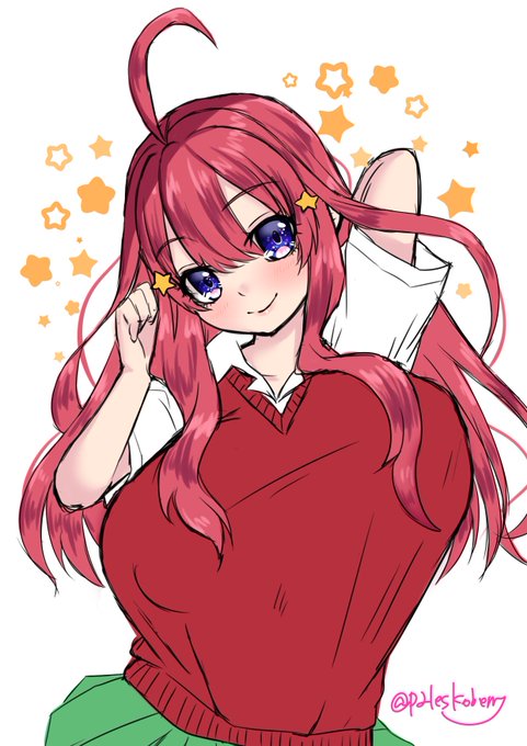 新刊カードがほしい🐨森乃こあらさんがTwitterに投稿した中野五月(五等分の花嫁)のイラスト。