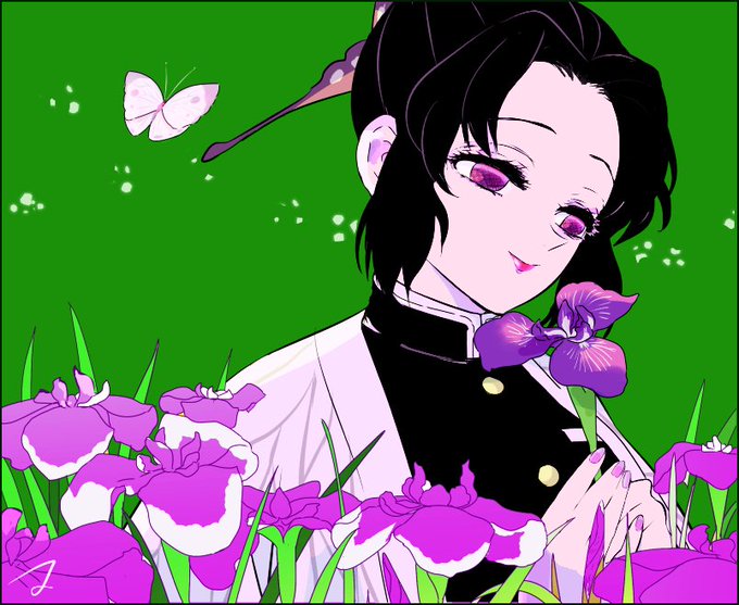 またへいさんがTwitterに投稿した胡蝶しのぶ(鬼滅の刃)のイラスト。