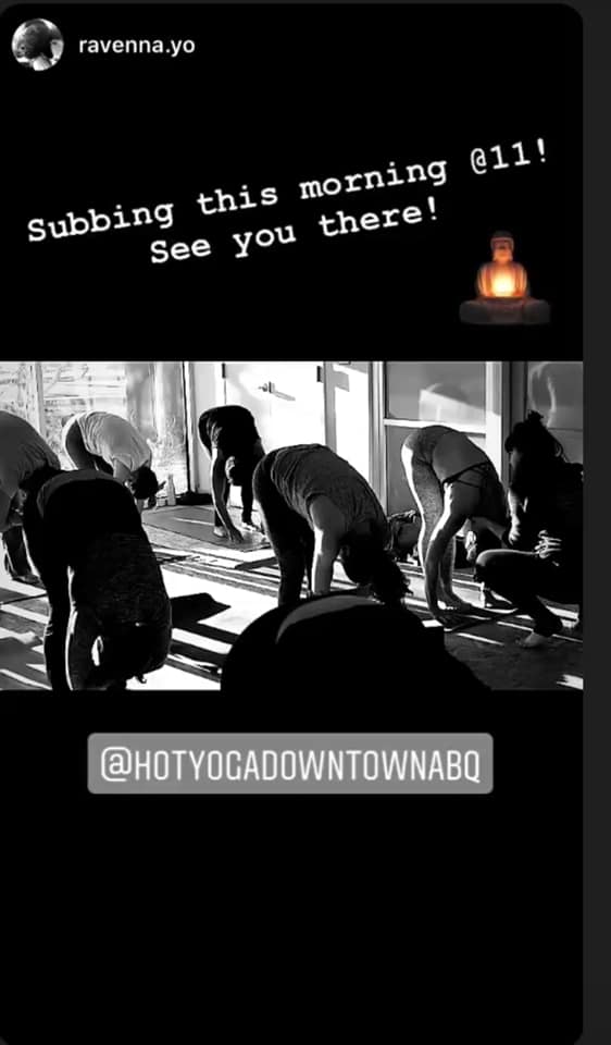 hotyogaburque's tweet photo. Last minute change! Ravenna Subbing the 11 AM! https://t.co/KTxauhEbbY