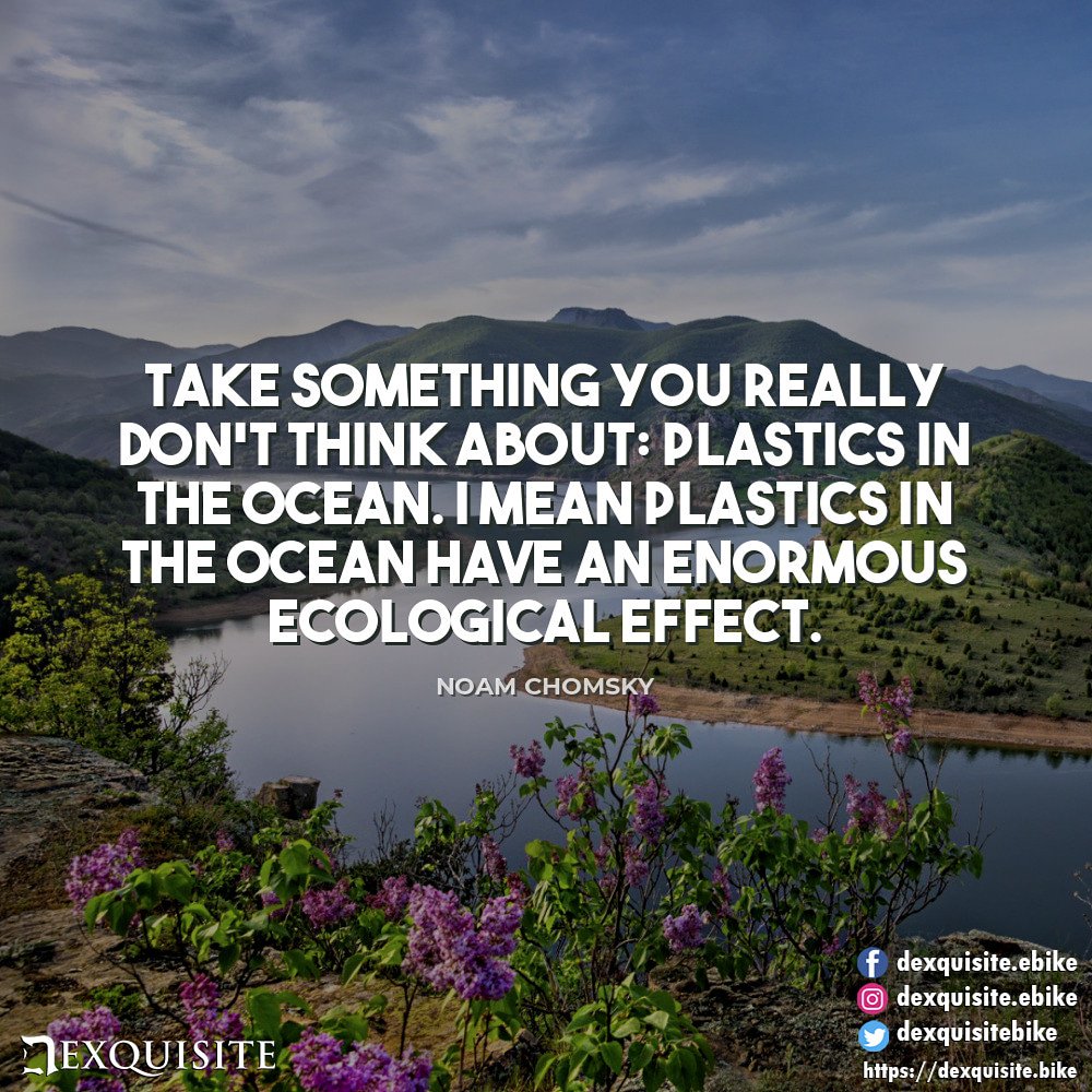 Take something you really don't think about: Plastics in the ocean. I mean plastics in the ocean have an enormous ecological effect. -  Noam Chomsky

#dxebike #selfcharging #ecofriendly #greenenergy #gogreen #tech #mtb #mountainbike