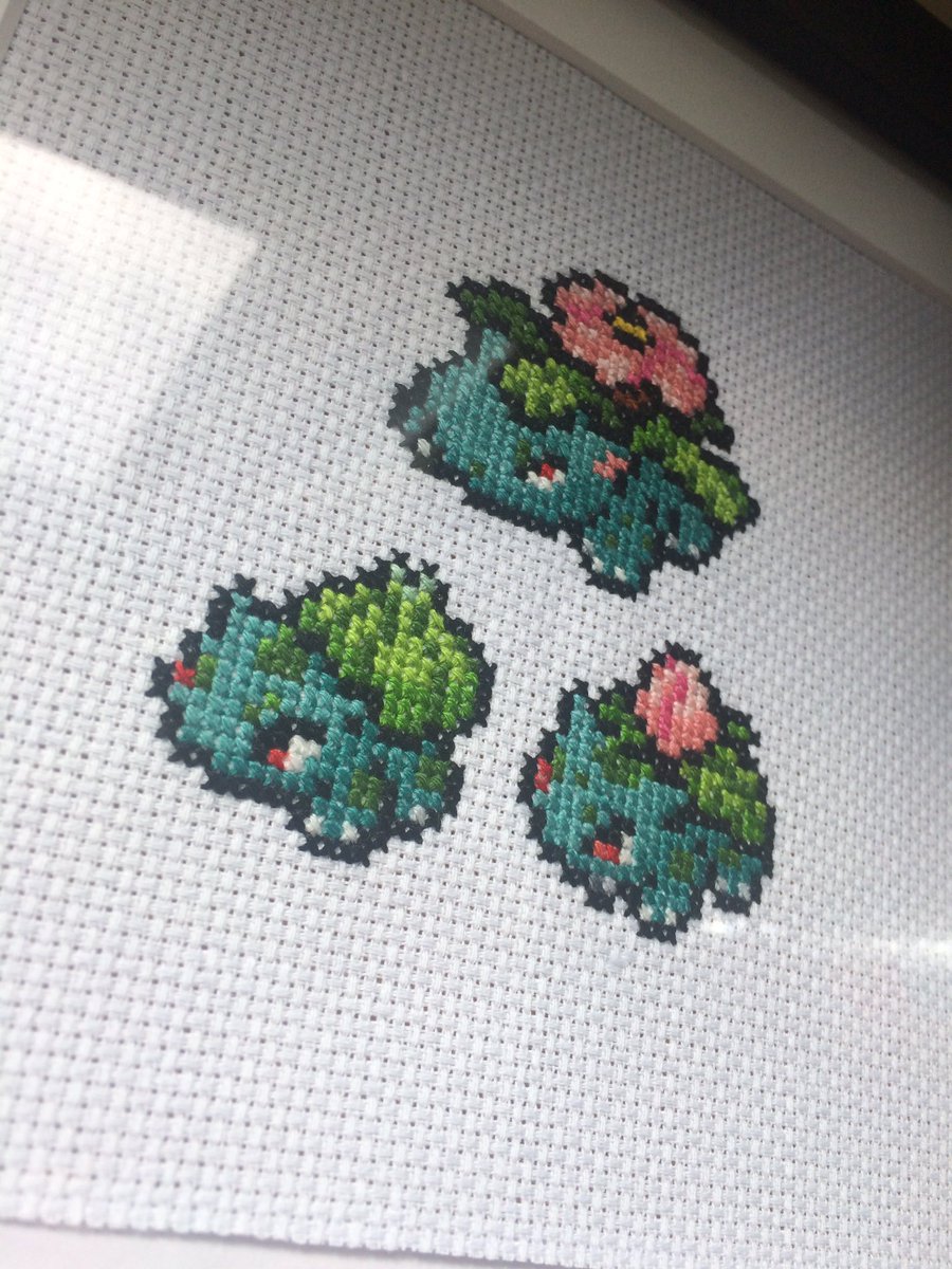 f_finalstitch's tweet photo. went on a hiatus but I’m back to show my most recent commission! a friend of mine asked me to stitch the evolutions of all the original starters in a beautiful vertical frame 💚💙❤️ #xstitch #pokemon #crossstitch #nintendo https://t.co/fMI63E9A9d