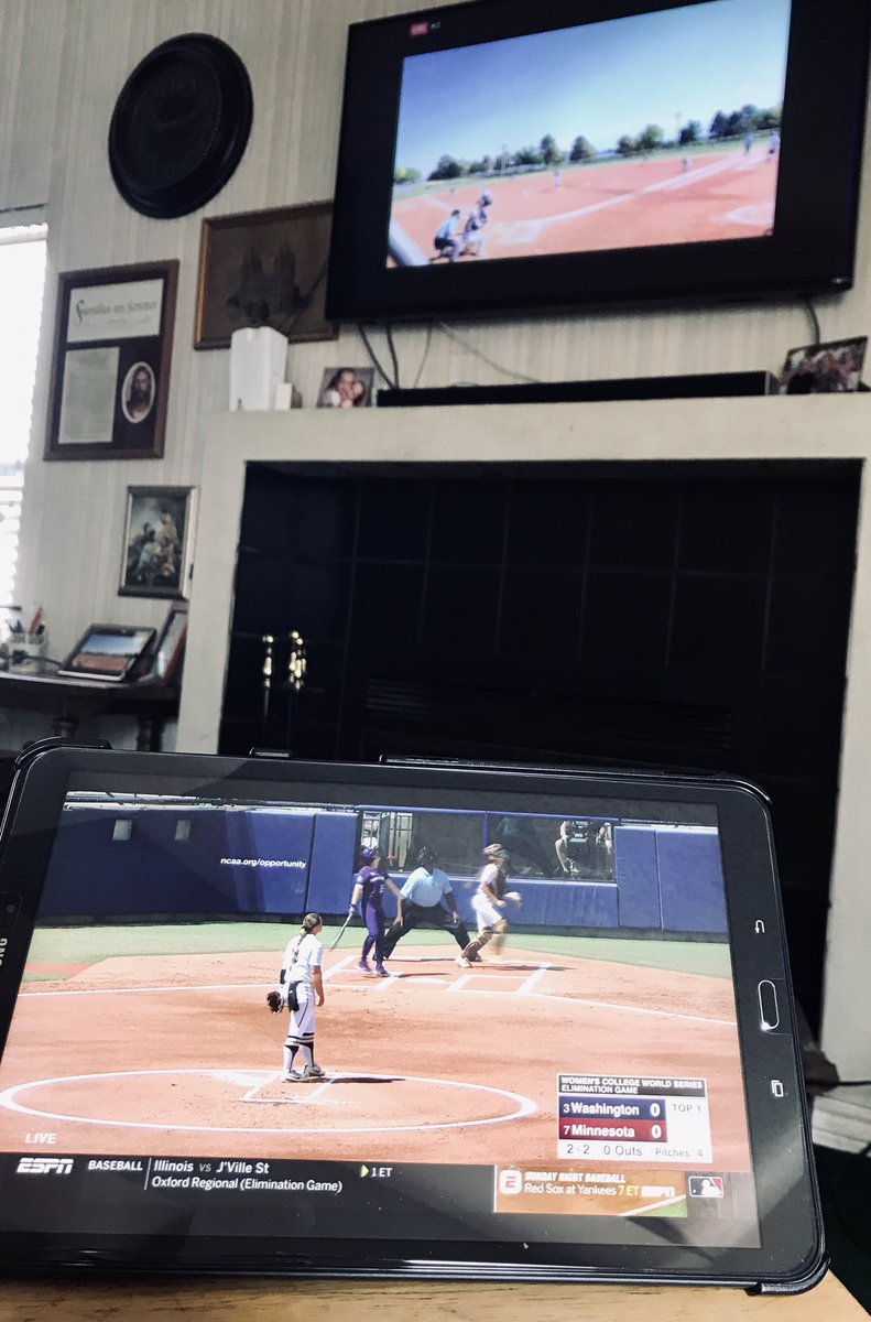 JordanLane27's tweet photo. Softball Saturday. Watching my sister play on Facebook Live and #WCWS2019 on my tablet. #softballsaturday #softball #missingtheolddays https://t.co/mlyV1YpIfP