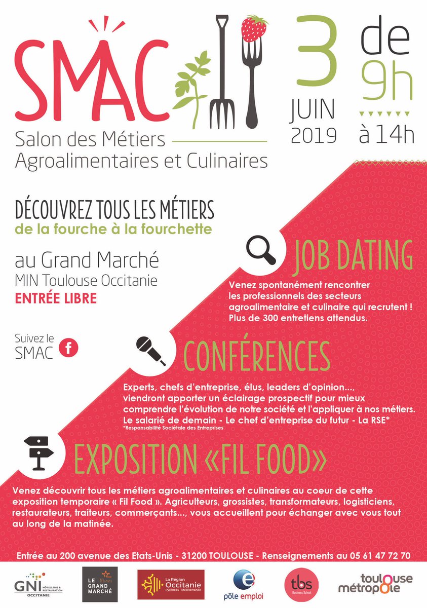orangesandco's tweet photo. Jus-2 ! Lundi c'est le #SMAC au @MinToulouse avec #thierrymarx
🍊 Des Conférences : RSE, le Salarié de Demain, l'Entreprise du Futur
🍊Le Bar à Job : +de 300 entretiens
🍊L'Exposition Fil Food : de la Fourche à la Fourchette
Et quelque Animations Vitaminées
Bravo @MagueloneP31 https://t.co/mQNXilc2Ad