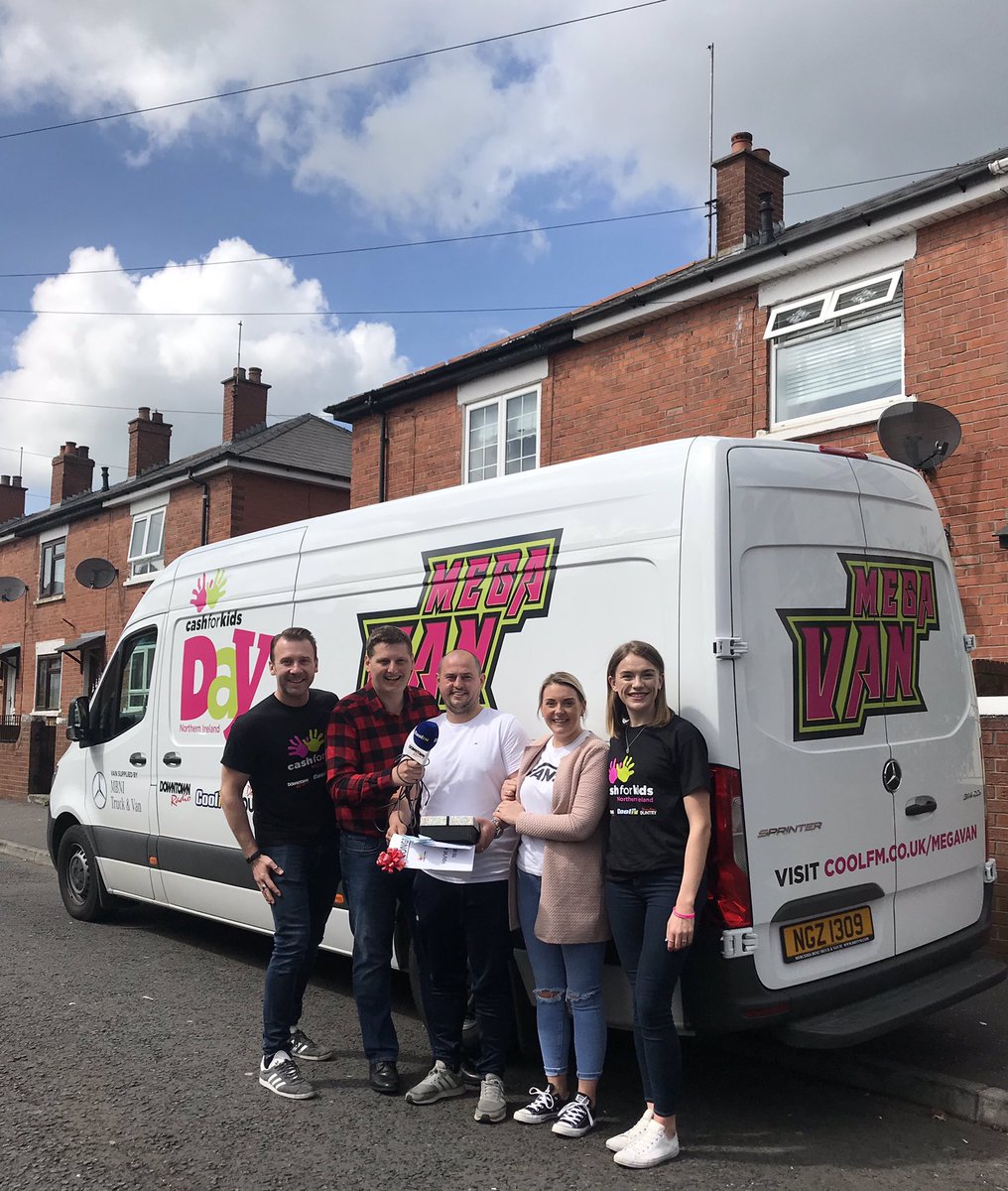 DTRCountry's tweet photo. CONGRATULATIONS to Padraig from West Belfast - our @CashforKidsNI #MEGAVAN has just pulled up outside his house......with £17,000 worth of prizes!! 🚛🙌🥳♥️ https://t.co/E1K4vWx1oZ