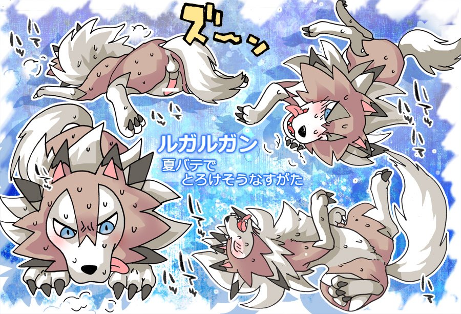 きんにく よく厄黙無双の話をしてる Pa Twitter 既に夏バテしてハアハアしたりぐったりしてる昼間のルガルガンの落書き 犬は汗かかないというけどつい汗だくに描いてしまい