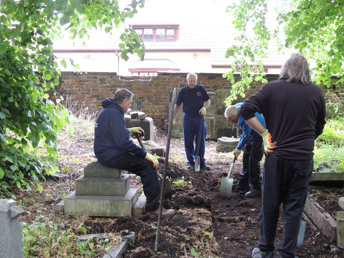 FriendsofFOPCC's tweet image. The Friends of Prescot Cemetery &amp;amp; Churchyard have had a busy afternoon, strimming, weeding, and making some graves safe so that they can finish the Cross Walk Path over the next few weeks. We had some new members today, which enabled us to get more done.