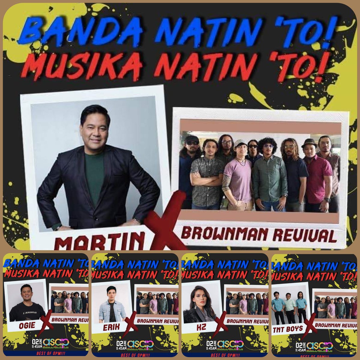 BMROFFICIAL's tweet photo. PILIPINAS MASSIVE! Chooooooon in and catch us as we open up @ASAPOFFICIAL today, together with @4eversinging4u, @ogiealcasid, Erik Santos, KZ Tandingan, and @TNTBOYS_twt

#brownmanrevival
#24RiseUp
#PilipinasReggae
#DefendLumads
#ASAPNatinTo
#bandanatinto
#musikanatinto https://t.co/6AJ8qVMaCS