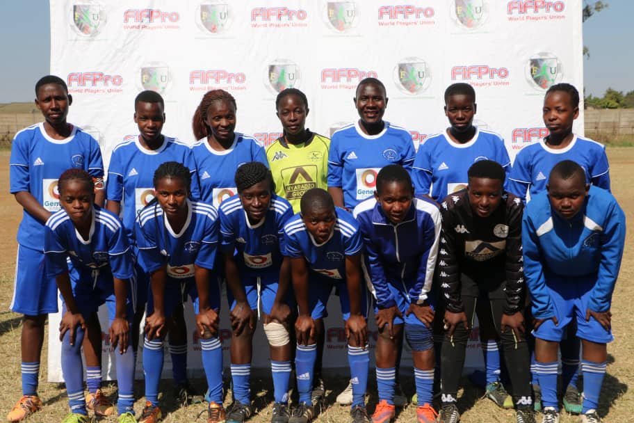 tchitsaka's tweet photo. @FUZ_ZIM impact to Women Football continues to grow in leaps & bounds as witnessed today when @NormanMaroto & team graced the #ZWSL match pitting Harare City & Blue Swallows Queens @ DZ Stadium & presented Player Of The Month Award, 1st of its kind, to Captain Kudzie. @FUZ_ZIM π https://t.co/adE2TSnWSf