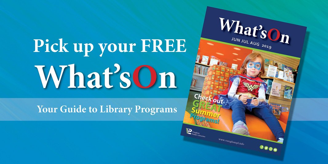vaughanpl's tweet photo. Pick up a copy of the summer edition of What's On from your local library or view it online to see all the exciting programs and events taking place at VPL this summer. #vaughan #library #vaughanevents #vaughamfamily #vaughanpubliclibraries
https://t.co/mnpCBJObAZ https://t.co/PlrgfxdBIG