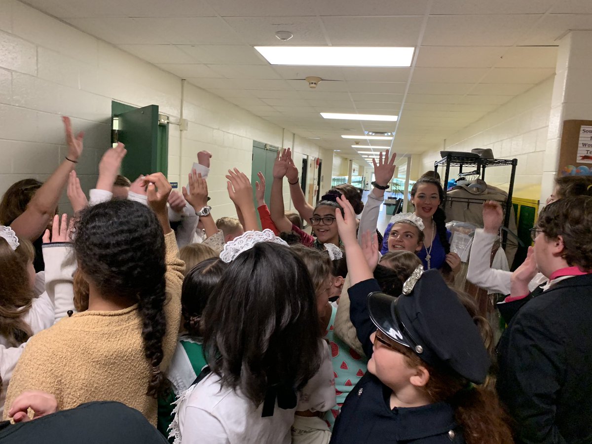 JHorner_CIA's tweet photo. The cast of Annie getting ready to go on! Break a leg everyone. #Annie #STSWarriors https://t.co/wp2a2YnOdj