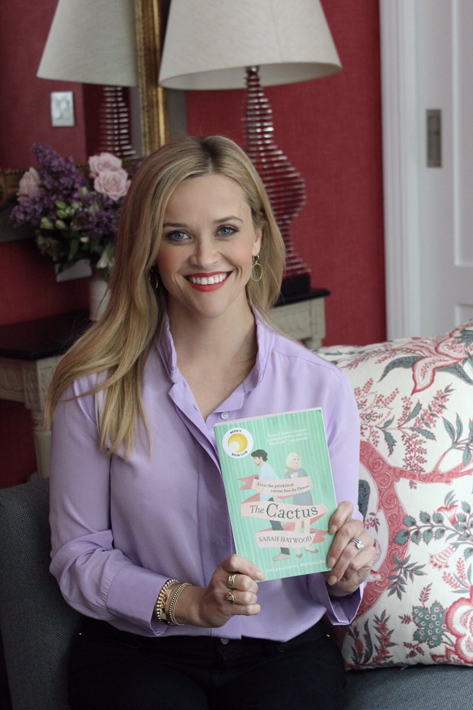 ReeseW's tweet photo. Happy June everybody! I’m so excited to announce that our 1st book pick of the summer is #TheCactus by @SarahxHaywood. I found myself laughing out loud at Susan’s prickly character as she finds herself in a love triangle, while navigating family ties. Read along! @ReesesBookClub https://t.co/hHn2NPbsuH