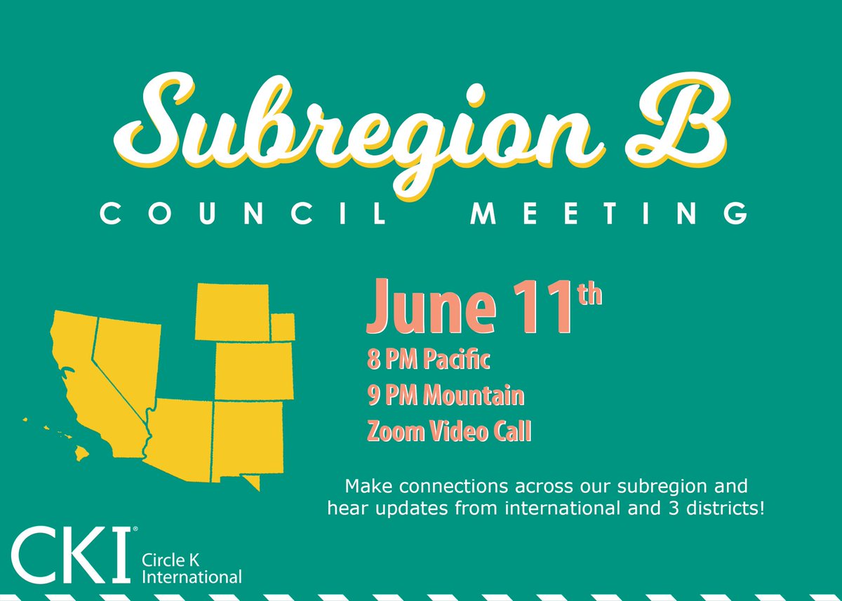 UNMCKI's tweet photo. Tune in June 11th for our Subregion B Council Meeting! 
Updates will be given from our 3 districts, international trustee, and anyone else who has something to share. This is an open event for any member The link will be posted the day of the event and will be shared with y’all. https://t.co/x8K0yJhxA2