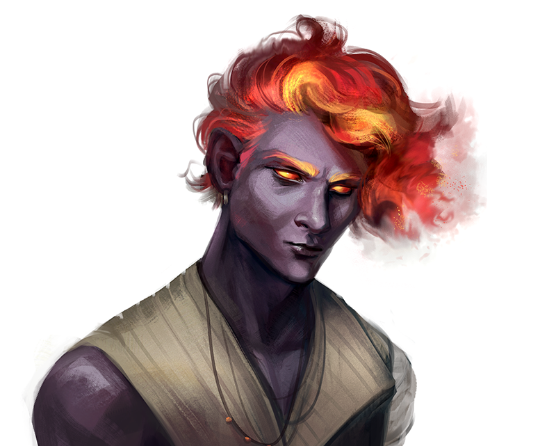 83. Still working out my genasi's face (and how to paint fire hair). 