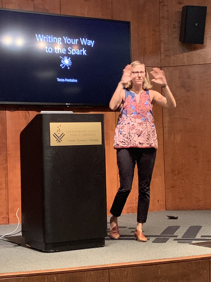UpWriMo's tweet photo. Thank you @mouthfulloffire for an incredible opening session for #UpWriMo! We enjoyed learning from and writing with you! @usc_upstate https://t.co/2UGeKRcMcV