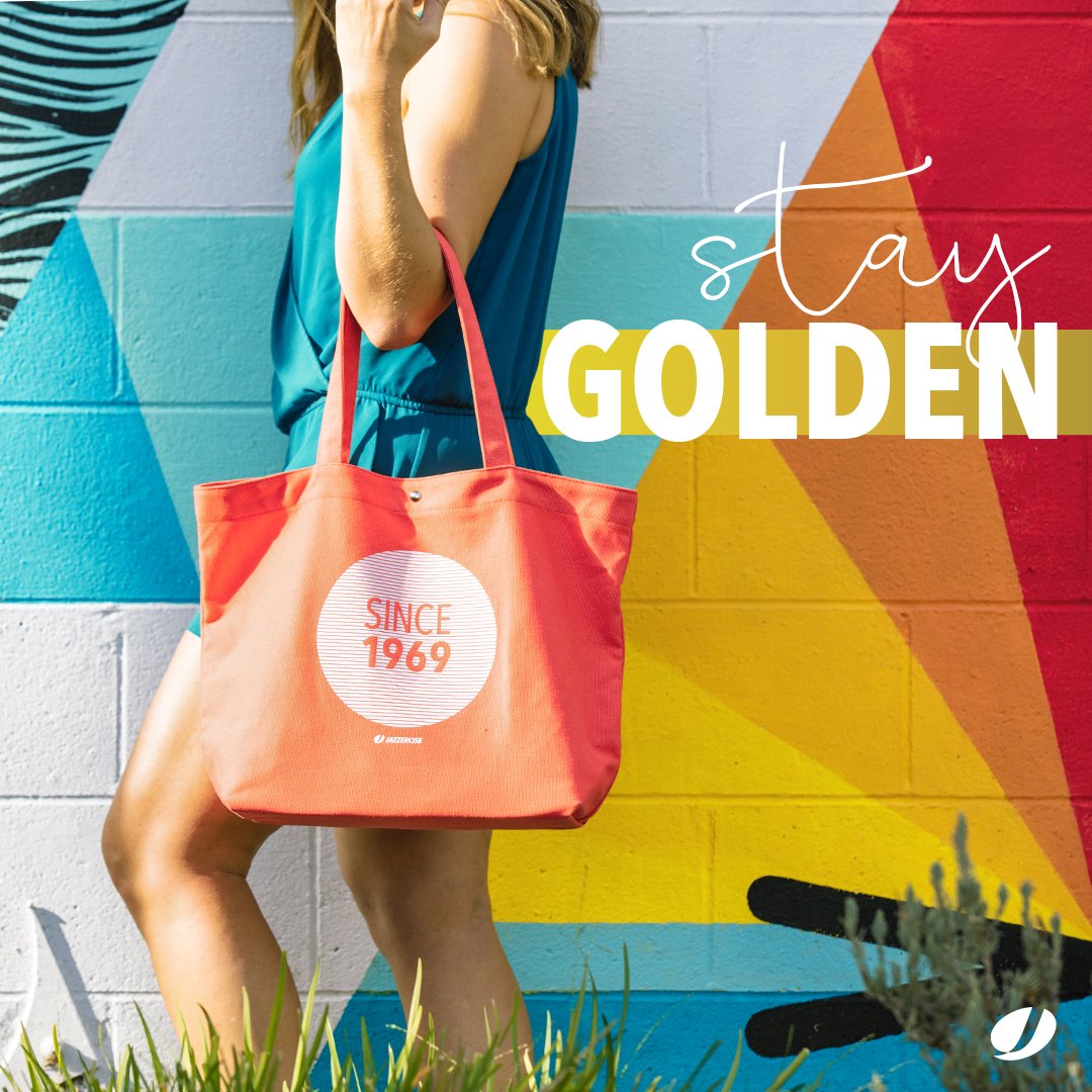 Join our summer challenge and you can earn this super cute tote. Drop us a “☀️“ if you’re in! #staygoldenchallenge #jazzercise #50summersstrong At participating locations. Ask your instructor for details.