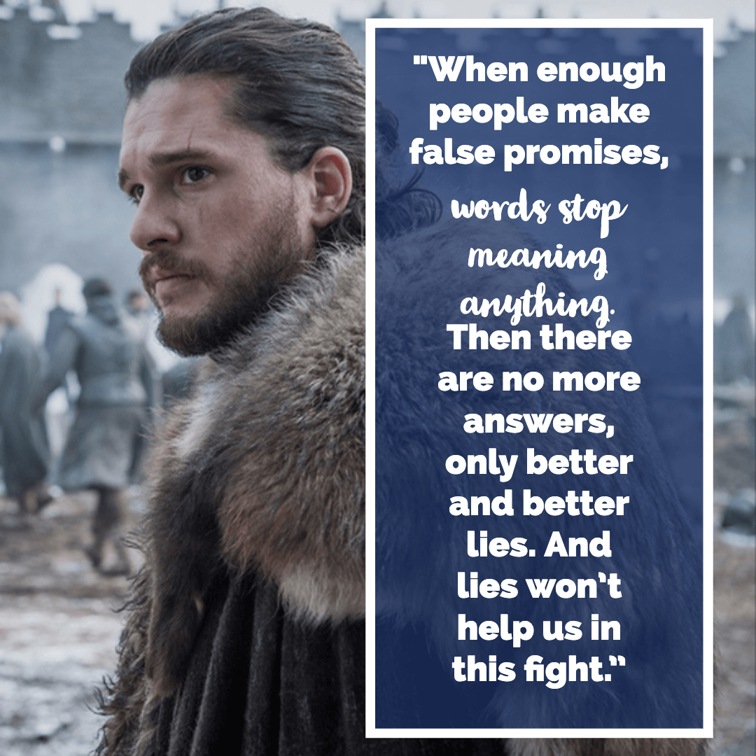 RealTrumpDeal's tweet photo. Maybe Jon Snow knows something... When it comes to the #NegotiationLesson of knowing the value of a reputation for honesty, Jon Snow has the right of it. For more #GameOfThrone lessons, click here: https://t.co/LK03LM86HZ https://t.co/Oy1nto54UM