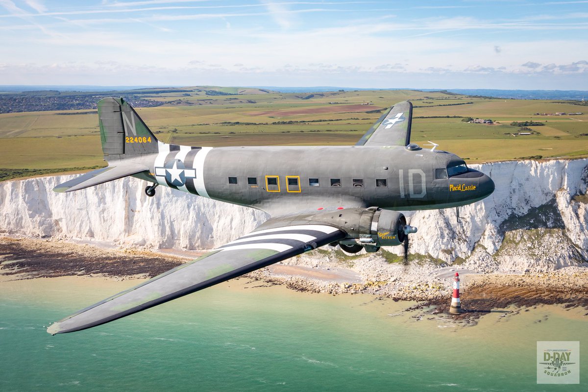 A D-Day veteran, the Tunison Foundation's C-47 “Placid Lassie” (N74589) over Beachy Head. Not long now until the D-Day Squadron makes the crossing across the English Channel to Normandy. @COAPhoto @DDaySquadron #avgeek #DDay75