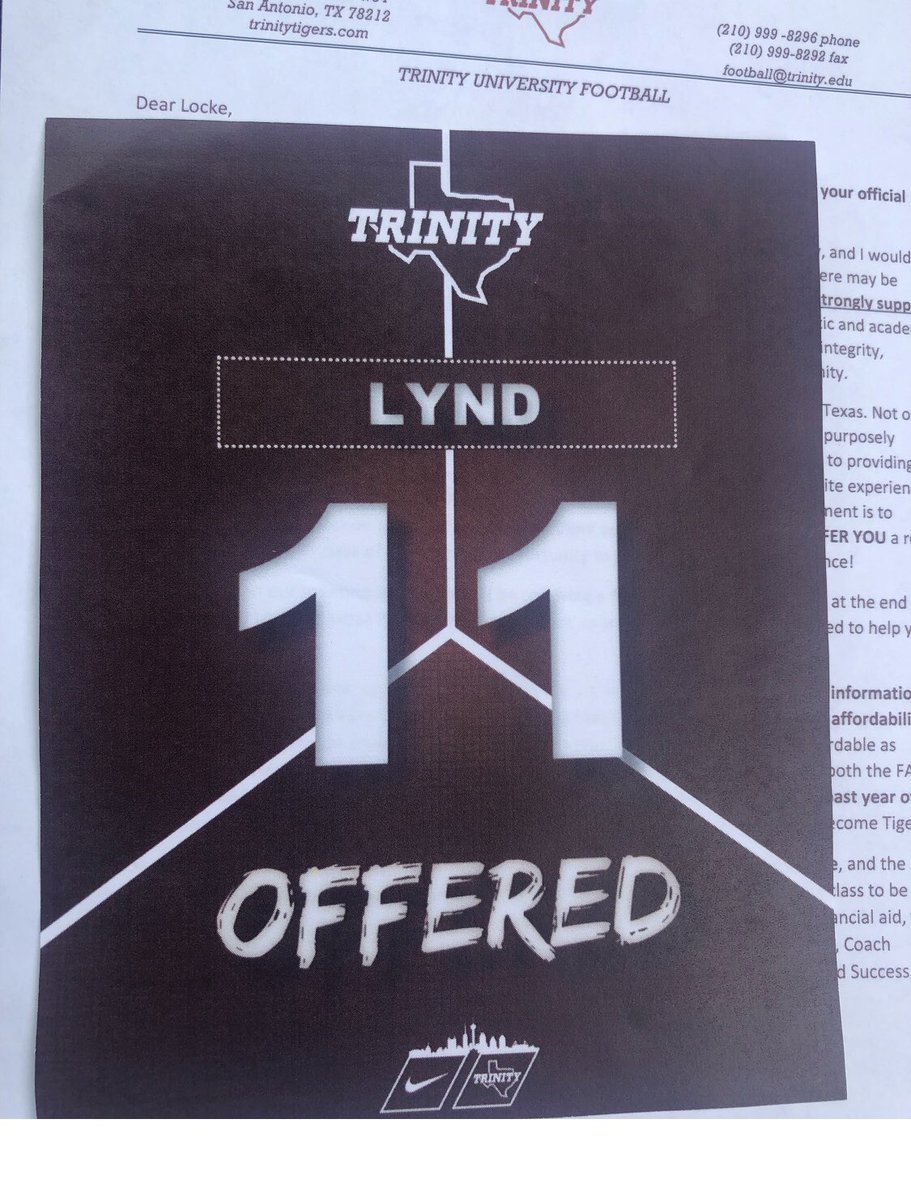 Blessed to receive my first offer to Trinity University ! <a href="/CoachMichalak/">Coach Michalak</a>