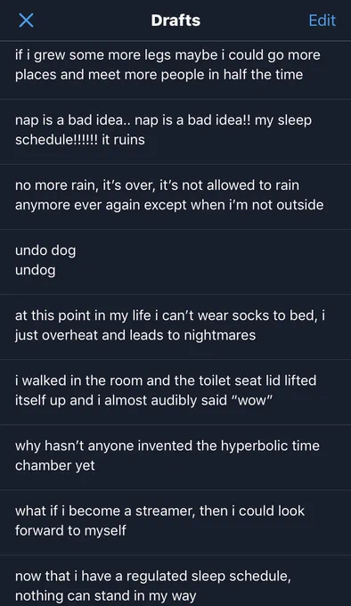 it's that time of the decade where i check out my twitter drafts 