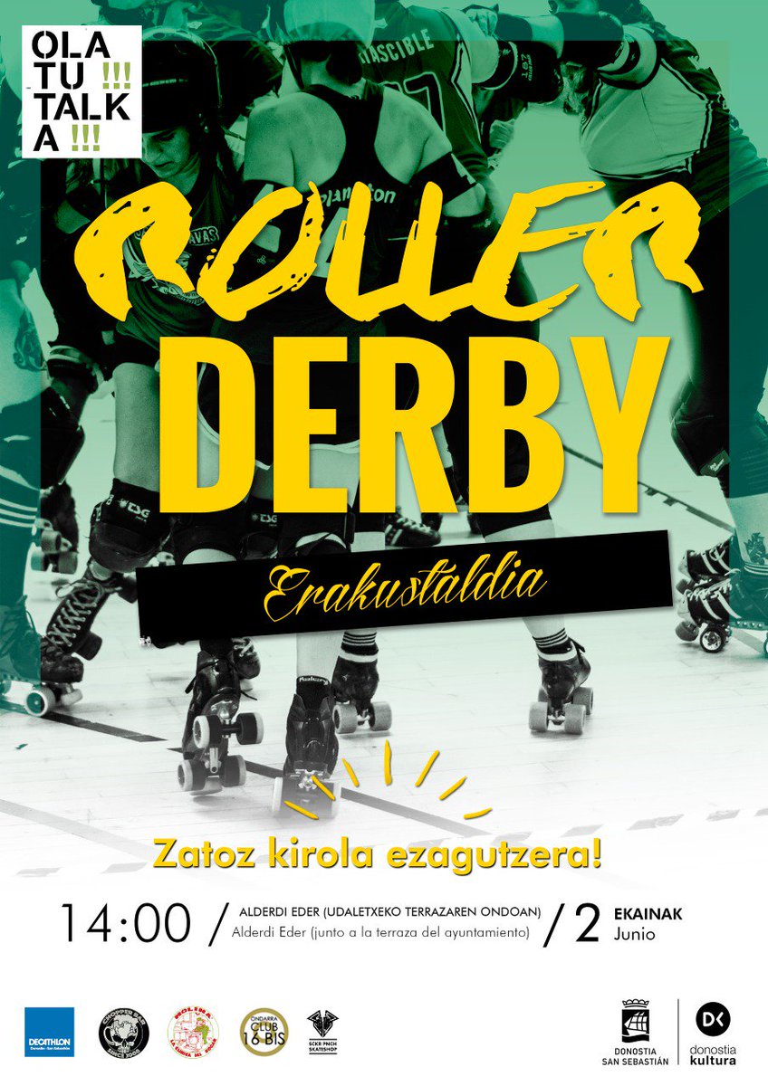 ¿No sabéis que hacer mañana? Pues nosotras os lo ponemos muy fácil! Os esperamos mañana a las 14:00h. en los jardines de Alderdi Eder! No os lo podéis perder!  
#RollerDerby #supportyourlocalteam #Donostia