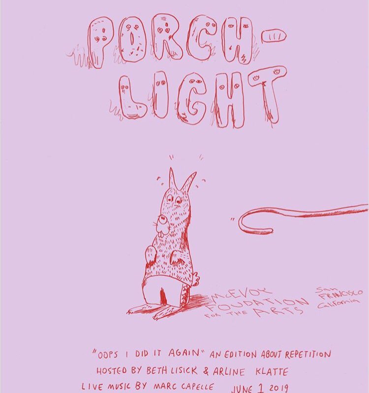 nodshot's tweet photo. 6/1: I’m day-telling a story at @PorchlightSF this afternoon. 4:30pm show @mcevoyarts in SF. Theme is “repetition” so Marc Capelle has learned “Repetition” by The Fall for my walk-up (and get the hell offstage) music. @sadvicioussj frontman Scott Vermeire also on this bill! https://t.co/A2DD3jsAZE