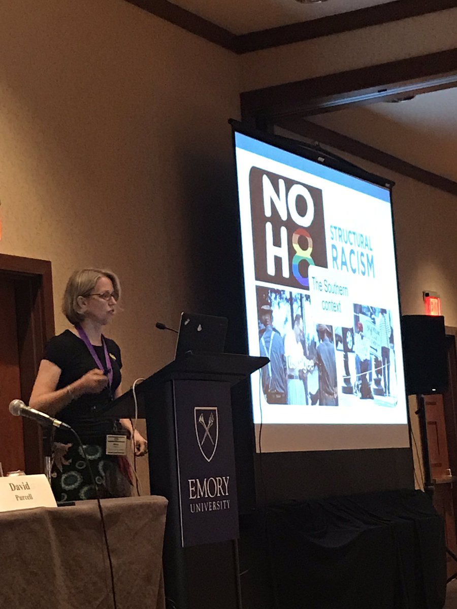 Jlguest's tweet photo. Wendy Armstrong, powerhouse Medical Director of Grady Ponce Center, drives home the massive impact of #stigma in the southern epidemic: homelessness, food insecurity, mental health and racism at the #LGBTHealthConf. @Armstrws @EmoryUniversity @EmoryCFAR @EmoryMedicine https://t.co/cO0lKtLlSi