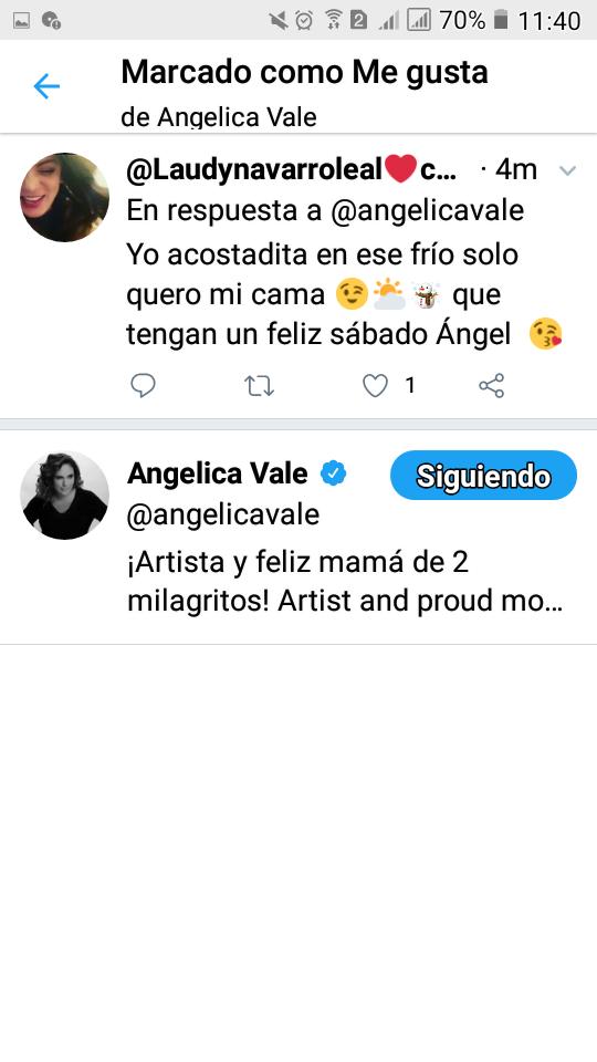 laudiceanscm's tweet photo. Hoy es mi dia estoy saltando de alegría 😱  @angelicavale ¿eres tu mismo? ¡discupa por la pregunta pero sabe como és!  después de case  10 años esperando por su gt o curtida , y hoy esa sorpresa estoy feliz ,con esa hasta él frío pasó ,gracias gracias 😘 a tu corazón https://t.co/Zw2TlCgujP