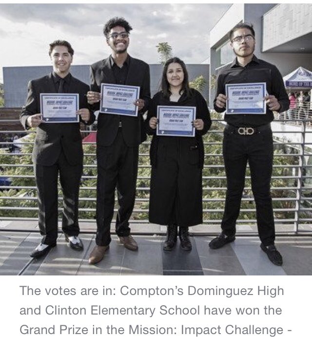BlainWatson's tweet photo. Look out for these superstar tech innovators! 4 DHS seniors won the Mission: Impact Challenge @ComptonUnified 3rd annual STEAMfest. Their App supports people w/ immediate trauma needs #traumasolutions #innovate #elevate @mrmicahali @DonVMcLeod @satrazurita https://t.co/4DsObEIhf2 https://t.co/NLFKbsIp0L