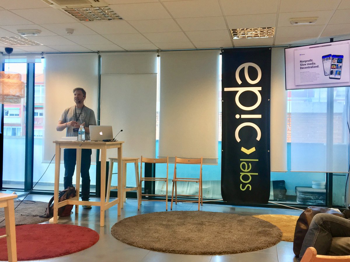 FelfeleOrg's tweet photo. Presenting about #felfele mobile app and protocol and how we use @ethswarm on #SwarmOrangeSummit at @epiclabs_io https://t.co/lDjmPHEI4n