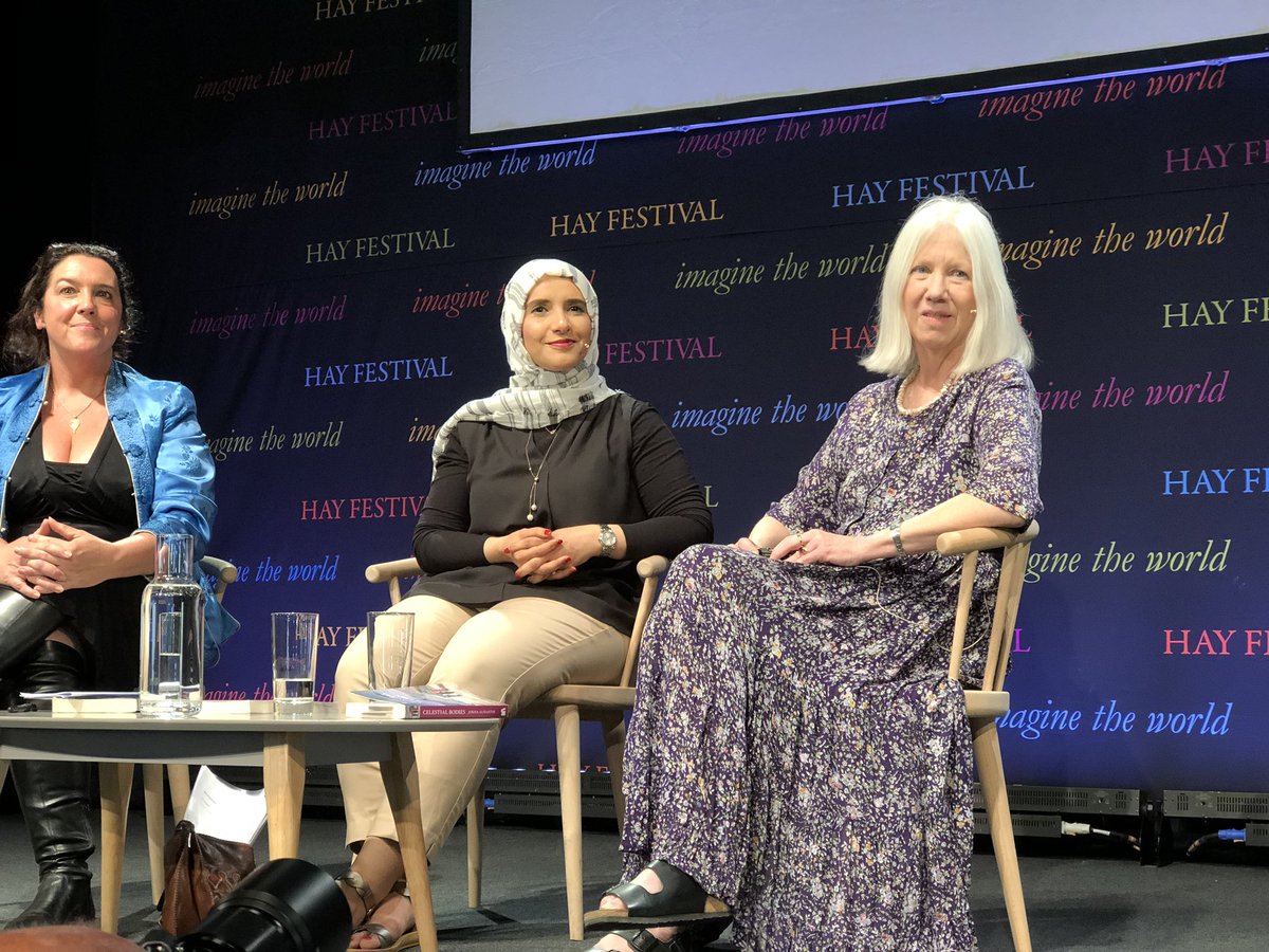 Just been amazed by Jokha Alharthi and Marilyn Booth at @hayfestival!Celestial Bodies is the first Arabic novel by a woman to be translated to English and it won  @ManBookerPrize International.What an achievement! @sandstonepress #CelestialBodies