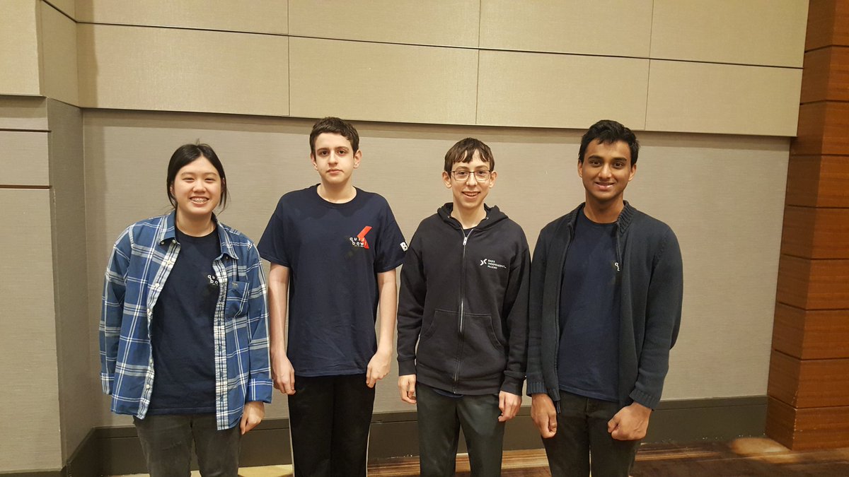 GoBIMsters's tweet photo. Quizbowl HS Natl Championship Starts Today! BASIS McLean Team readies for a day of contests with the nation's best teams. Anna Y., Justin W. Sam Kaufman &amp; Kiran J. https://t.co/t2HIJhSqdF