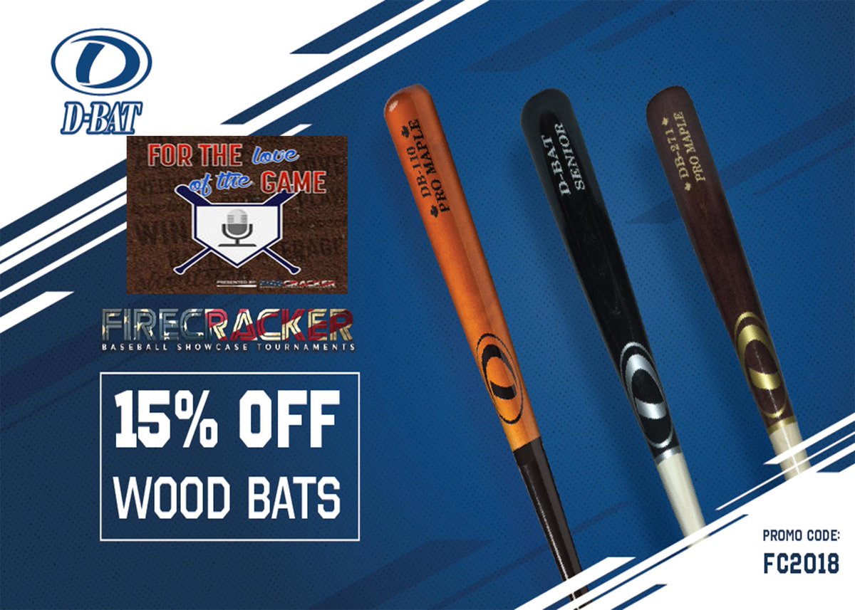 FTL_TheGame's tweet photo. 🎙️For The Love of the Game Podcast 🎙️  along with ⚾ @firecrackerbsb⚾  has partnered up with @DBATSPORTS   and We are excited to Bring you 15% off Wood Bats when you use the PROMO Code “FC2018”  
https://t.co/lvuWhIgfKK https://t.co/u03PiEAsn3