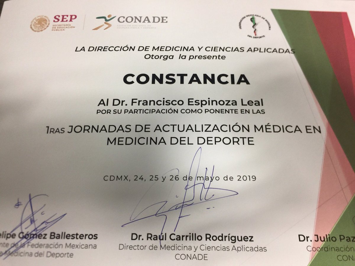 CursoMSKMexico's tweet photo. Excelente evento multidisciplinario de las 1ras Jornadas de Actualización Médica en Medicina del Deporte. 
Villa Olímpica #CONADE CDMX. 
Felicidades al comité organizador 🎉🎊 https://t.co/VZClQNHoOL