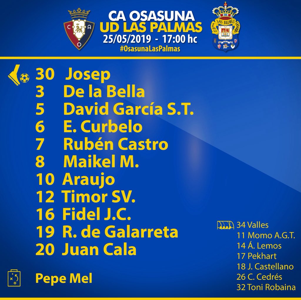 Udlp English Our Line Up For The Match Vamosud Osasunalaspalmas