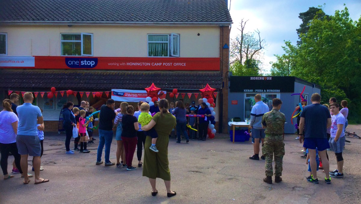 JohnAtOneStop's tweet photo. And the ribbon is cut on another fantastic franchise store in Honington Camp, huge congratulations to Seb, Niro &amp; Peter who have a bright future here. Thanks to Amanda for cutting the ribbon 🎀 👍😀 https://t.co/RZHyOSWqX9