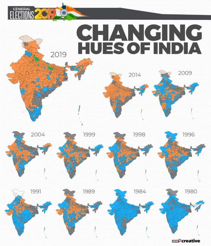 ParasKGhelaanii's tweet photo. Changing Hues Of India...
#BJP4India
#ModiReturns
#ModiSweeps
@narendramodi @narendramodi_in @PMOIndia @BJP4India @AmitShah @AmitShahOffice @PMuralidharRao @ShyamSJaju @amitmalviya @iPankajShukla @SharmaKhemchand @jitu_vaghani @bhikhubhaidbjp @pradipsinhbjp @PoonambenMaadam https://t.co/ydQMuDFiY1